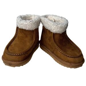 GAP Kids Tan Suede Cozy Booties Sherpa Lined Size 12